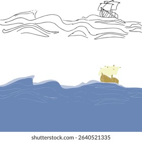 A ship that sails the waves of the sea Vector
