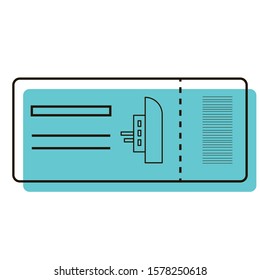 Ship ticket with barcode. Ticket validation point. Point of sale of boarding passes. Design element. Vector illustration. Icon with shadow isolated on white background.