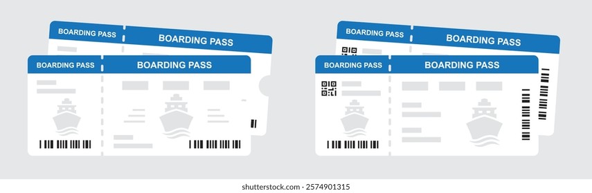 Ship ticket icon. Boarding pass set icon, vector illustration