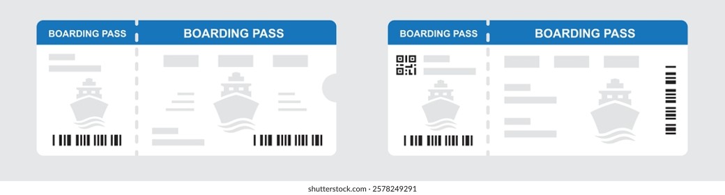 Ship ticket icon. Boarding pass set icon, vector illustration