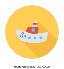Ship toy icon. Flat vector related icon with long shadow for web and mobile applications. It can be used as - logo, pictogram, icon, infographic element. Vector Illustration.