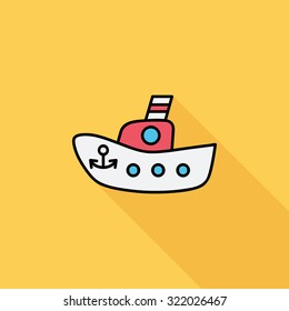 Ship toy icon. Flat vector related icon with long shadow for web and mobile applications. It can be used as - logo, pictogram, icon, infographic element. Vector Illustration.
