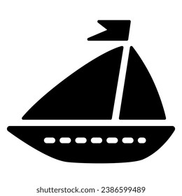 Ship toy solid icon, summer concept, boat sign on white background, Toy sailing ship icon in glyph style for mobile concept and web design. Vector graphics