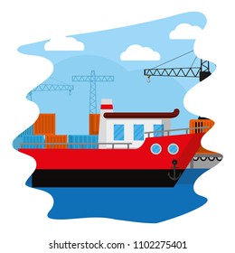 ship transport with crane object and containers