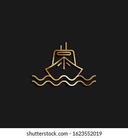 Ship, transport gold icon. Vector illustration of golden icon