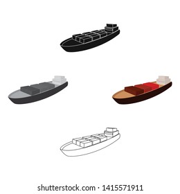 A ship for the transport of heavy goods over long distances by sea and ocean. Water freight transport.Transport single icon in cartoon,black style vector symbol stock illustration.