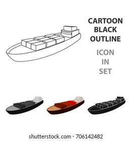 A ship for the transport of heavy goods over long distances by sea and ocean. Water freight transport.Transport single icon in cartoon style vector symbol stock illustration.