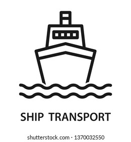 Ship transport icon. Stroke outline style. Vector. Isolate on white background.