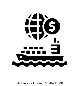 ship transportation glyph icon vector. ship transportation sign. isolated contour symbol black illustration
