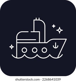 Ship Transportation Icons with black filled outline style