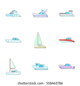 Ship transportation icons set. Cartoon illustration of 9 ship transportation vector icons for web