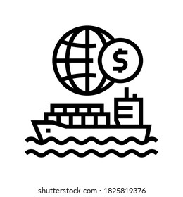 vector de icono de línea de transporte de envío. señal de transporte de barco. símbolo de contorno aislado ilustración negra