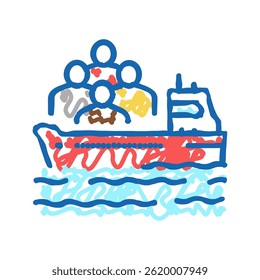 ship transportation refugee doodle icon sketch vector. ship transportation refugee sign. isolated symbol illustration