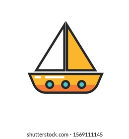 Ship Travel Design Element of Isolated Modern Icon with Various Colored Symbol on White Background Style