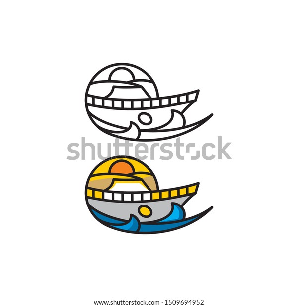 ship travel line logo icon\
vector