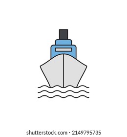 Ship travel, vacation boat icon line style icon, style isolated on white background