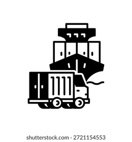 Ship and Truck Delivery Icon Solid Style