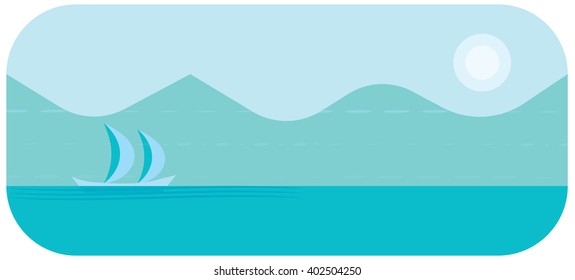 Ship under sails, daytime voyage, sea landscape vector