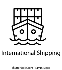 Ship used for logistics purposes, cargo ship icon design 