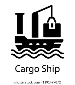 Ship used for logistics purposes, freighter ship icon design