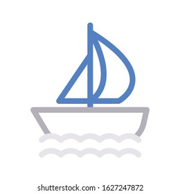 ship vector color line icon 