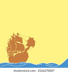 Vetor de navio com cor plana, arte vetorial de celebração do dia de Columbus perfeito para panfleto de pôster, papel de parede, arte de parede e outros