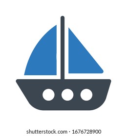 ship vector glyph color icon 