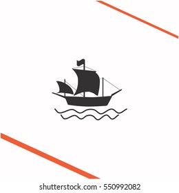 Ship vector grey icon on white background. Ship symbol stock   illustration. Business picture.