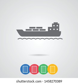 A ship vector icon. A ship container icon. The symbol of delivery. The sign of a ship.