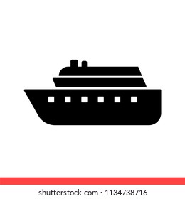Ship vector icon, cruise symbol. Simple, flat design for web or mobile app