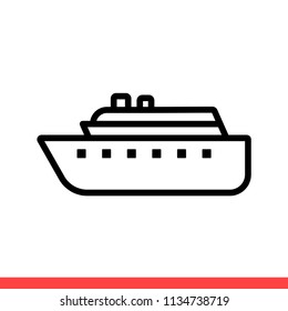 Ship vector icon, cruise symbol. Simple, flat design for web or mobile app