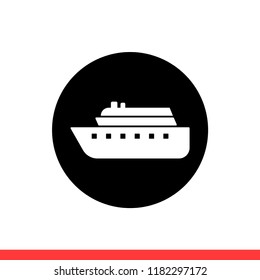 Ship vector icon, cruise symbol. Simple, flat design for web or mobile app