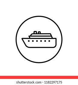Ship vector icon, cruise symbol. Simple, flat design for web or mobile app