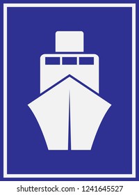 Ship vector icon isolated on blue background