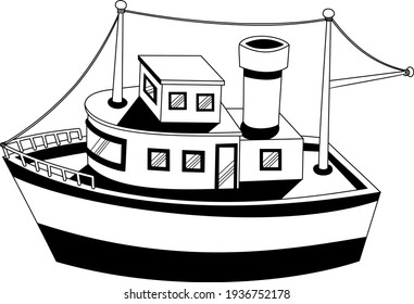 Ship vector icon line art