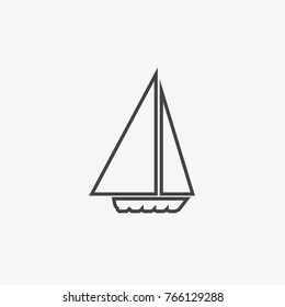 Ship vector icon on grey background