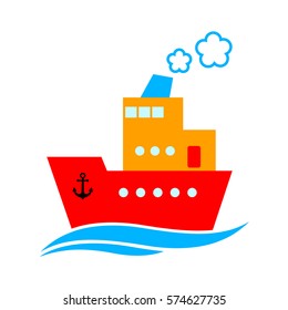 Ship vector icon on white background, isolated object