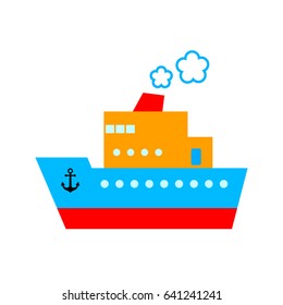 Ship vector icon on white background, isolated object
