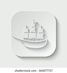 ship vector icon - paper illustration