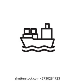 Ship Vector Icon, Sea Transport and Cargo Symbol