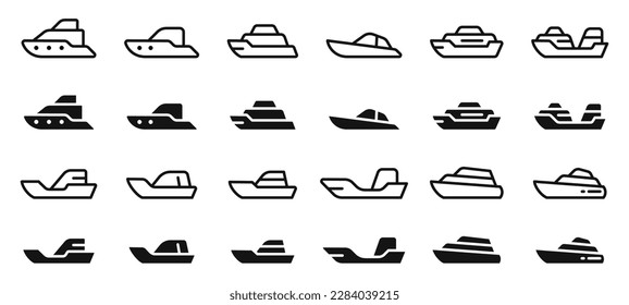 Ship vector icon set. Boat icon set. Water transport symbols collection. EPS 10