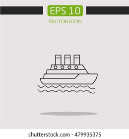 ship vector icon.rest.waves