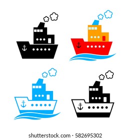 Ship vector icons on white background