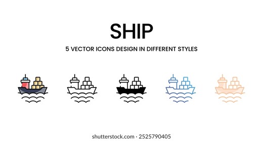 Ship vector icons set stock illustration