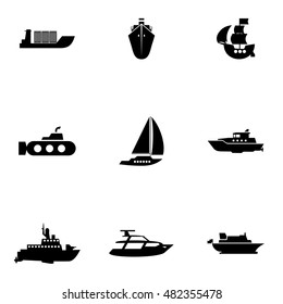 ship  vector icons. Simple illustration set of 9 ship elements, editable icons, can be used in logo, UI and web design