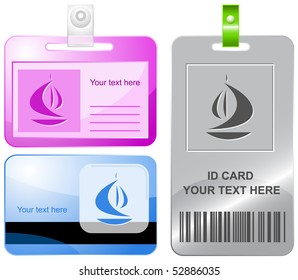 Ship. Vector id cards.
