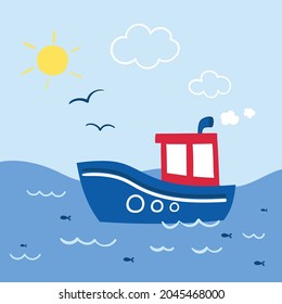 Ship Vector Illustration With Background