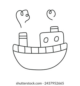 Ship. Vector illustration in doodle style. Isolated on white background