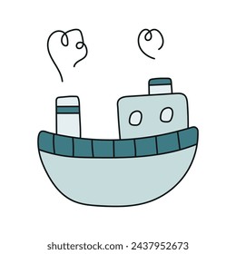 Nave. Ilustración vectorial en estilo doodle. Aislado sobre fondo blanco