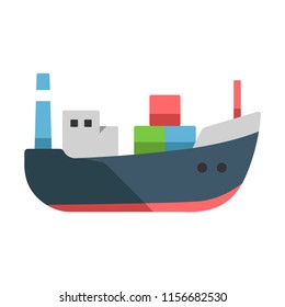 A ship vector illustration in flat color design